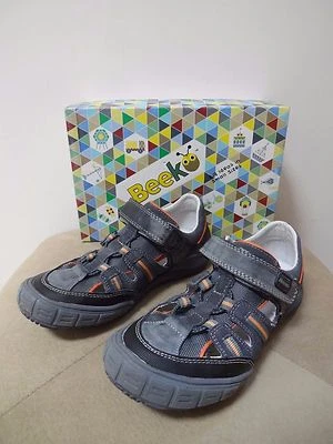 BEEKO ELROS GRAY & ORANGE LEATHER DRESS SNEAKERS SHOES 3.5/35 NEW IN BOX - Image 1 of 4