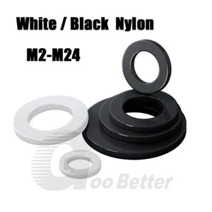 Nylon Plastic Washers Hard PP Metric Round Gaskets M2-M24 Thick 1mm-3mm - Picture 1 of 7