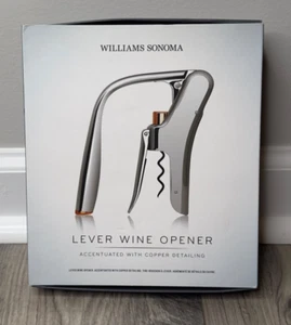 *NEW OPEN BOX* Williams Sonoma Lever Wine Bottle Opener with Copper Detailing - Picture 1 of 6