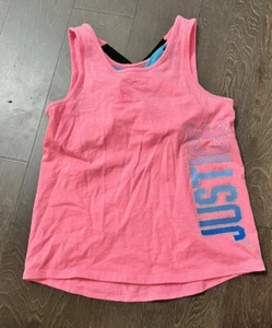 Girls Justice Pink Athletic Shirt Size 8 Built In Bra - Picture 1 of 4