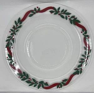 Crate and Barrel Glass Holiday Christmas Plate - Picture 1 of 3