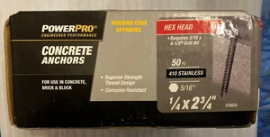 Hillman PowerPro 1/4" x 2-3/4" 410 Edelstahl Sechskant Betonanker Tapcon 50er Pack - Bild 1 von 5