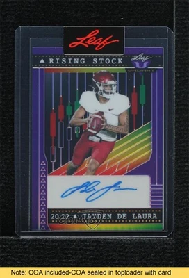 2022 Leaf Valiant Rising Stock 1/1 Jayden De Laura #RS-JDL Auto READ 2q0 - Image 1 of 3