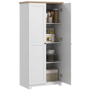 Armadio Portaoggetti in Legno Bianco 172 cm con 2 Ante e 4 Ripiani, Design Elegante - Foto 1 di 9