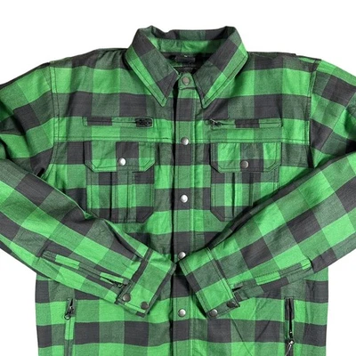 Vance Leather Armored Green Plaid Motorcycle Shirt Jacket Men's Size M - Image 1 of 4