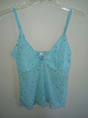 Xhileration Intimates Womens Medium Sheer Blue Floral Camisole Stretch Nylon Y2K - Image 1 of 4