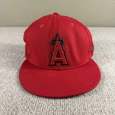 Los Angeles Angels Hat Cap Fitted Mens 7 3/4 Red MLB Baseball Trucker New Era - Image 1 of 4