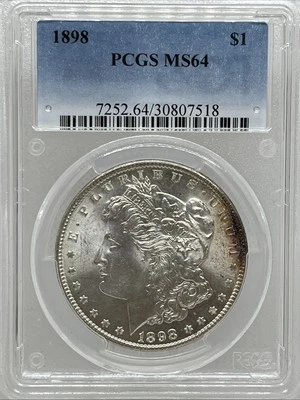1898 $1 Morgan MS64 PCGS тонированный. Отлично выглядящая монета - Изображение 1 из 4