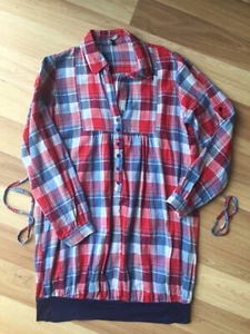 ladies long sleeved checked long shirt size 14 in blue red & white Great con - Picture 1 of 5