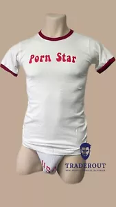 H.E.Arts Porn Star Custom print men vintage White ringer tee cotton T-shirt - Picture 1 of 6