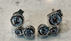 Vintage Sterling Silver Stud Earrings With Clear Crystals. Matches A Bracelet