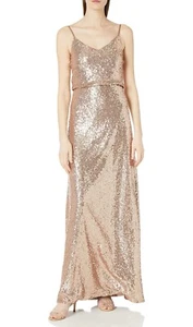 New Jenny Yoo Prom Dress Sz 10 Jules Sequin Blouson Gown Bridesmaid Rose Gold - Picture 1 of 9