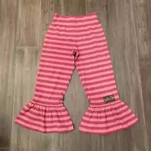 New ! Matilda Jane Girls Big Ruffles striped Pink Pants size 8 y - Picture 1 of 2