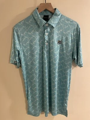 Camisa de golf Dunning para hombre polo verde medio absorbente rendimiento estampado geométrico Foto 1 de 4