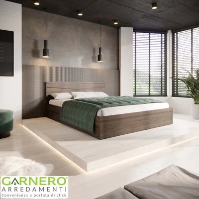 GARNERO ARREDAMENTI Letto matrimoniale contenitore design moderno elegante 160x200cm visone CAMILLA