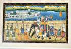 Miniaturmalerei auf Seide Bild ,Indien,Rajastan Art School Zertifikat