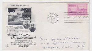 TurtlesTradingPost- Capital Sesquicentennial 1950 FDC #992 Artcraft Cachet - Picture 1 of 1