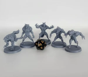 Werewolf Miniatures Set of 5 – 28mm D&D Monsters – 3D Printed Figures - Picture 1 of 10