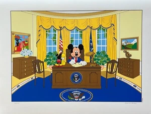 Disney MICKEY MOUSE FOR PRESIDENT Limited Edition Serigraph Art Oval Office Desk - Picture 1 of 6