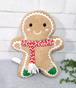 Gingerbread Man Boy Plush Figure Christmas Decor Scarf Weighted 12" NEW - Picture 1 of 6