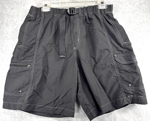 Columbia Cargo Shorts Black Belted Lined Hiking Swim Omni Shade Nylon Men's Lg - Picture 1 of 15