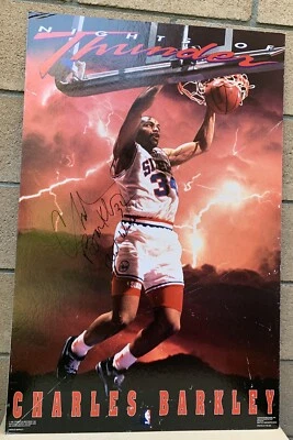 1990s CHARLES BARKLEY PHILA PHILADELPHIA 76ERS SIGNED 24"x36" POSTER AUTOGRAPH - Image 1 of 4