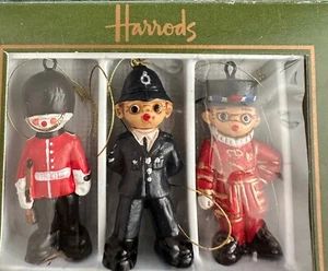 Vtg HARRODS London Gulliver’s People 3 Handpainted Terracotta Ornaments in Box - Picture 1 of 14