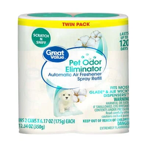 Great Value Automatic Air Freshener Spray Refill, Pet Odor Eliminator, 2 Pieces - Picture 1 of 5
