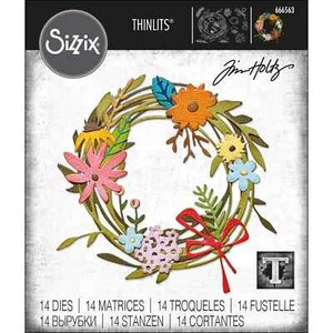Vault Funky Floral Wreath Sizzix Thinlits Thin Metal Die Set Tim Holtz 666563 - Picture 1 of 3
