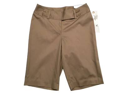 Worthington Women's Brown Curvy Fit Cotton Blend Stretch Bermuda Shorts Size 4 - Image 1 of 4