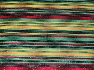 1/2 Yd "Presence of Line" Green Golden Yellow Red Stripe Cotton Fabric Maywood - Picture 1 of 5