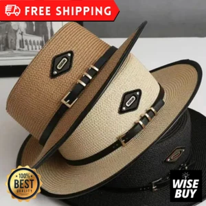 Stroh Sonnenhut für Damen Sonnenschutz Strandhut Sommer Reise Urlaub - Bild 1 von 10