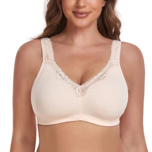 UK LADIES Plus Size Cotton Bra Non Wired Full Cup Support Wireless Comfort A-GG - Picture 1 of 42