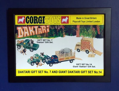Corgi Jouets Daktari Ensemble Cadeau GS 7 & 14 Vintage 1968 A4 Taille Cadre - Photo 1/2