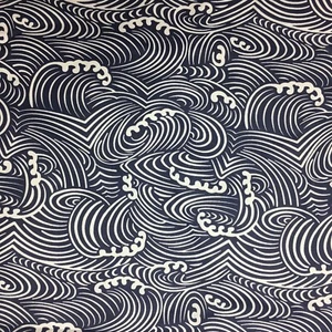 1/2 Metre Quilting Fabric Japanese Oriental Ocean Wave Half Metre 50x 160cm - Picture 1 of 2