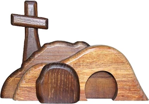 Empty Tomb Easter Scene and Cross,Wooden Empty Tomb Jesus Tomb Easter Tomb Decor - Picture 1 of 12