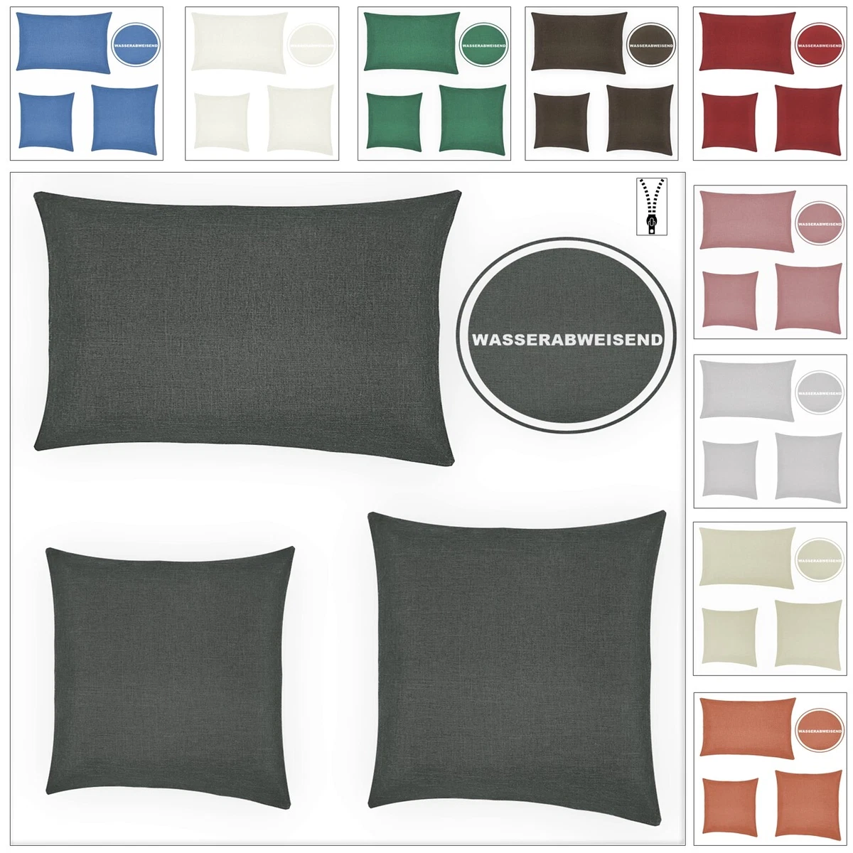 Kissenbezüge 40x40 Cm 2er Set – Leinen, Doppelseitiges Herz-Streifen-Design, Mit Reißverschluss