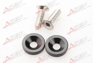 2 PC BLACK BILLET ALUMINUM FENDER/BUMPER WASHER/BOLT ENGINE BAY DRESS UP KIT - Picture 1 of 3
