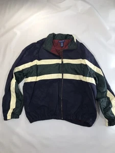 VTG IZOD Sport MensWindbreaker Striped Sz large Embroidered Logo on Back Lined - Picture 1 of 7
