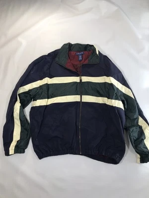 VTG IZOD Sport MensWindbreaker Striped Sz large Embroidered Logo on Back Lined - Image 1 of 4