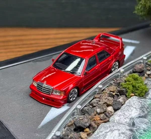 EY HKM 1:64 Red 190E W201 2.5-16 Evo II Sedan Sports Model Diecast Display Car  - Picture 1 of 7