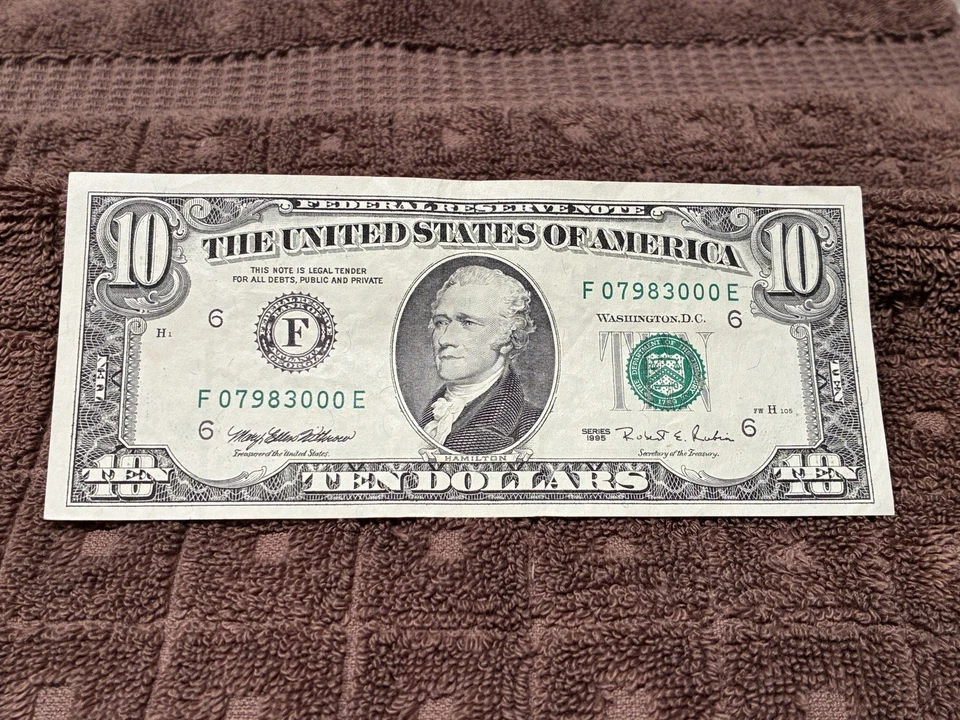 1995 $10 Ten Dollar Bill Federal Reserve Note Atlanta FRB Uncirculated Rubin - Image 1 of 4