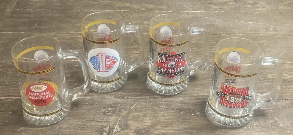 Nebraska Cornhuskers NCAA Football National Championship 16oz Beer Mugs Set of 4 - Image 1 of 3