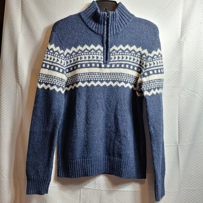 Suéter AMERICAN EAGLE Mezcla de Lana Muy Suave 1/4 Cremallera Nórdico Isla Justa Talla S Foto 1 de 4