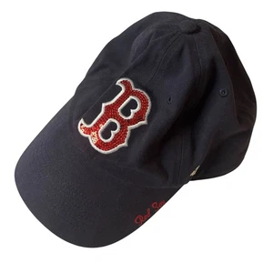Boston Red Sox Sequin B Faded Blue Cotton Women's Size Cap Metal Press Closure - Picture 1 of 6
