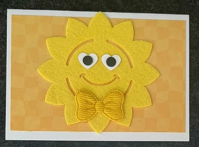 Schöne Karte mit lachender Sonne, Handarbeit mit Umschlag - Bild 1 von 2