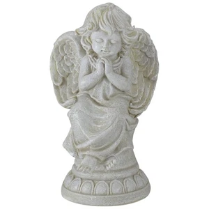 Northlight 9.5IN Heavenly Gardens Distressed Ivory Cherub Pedestal Garden Statue - Picture 1 of 5