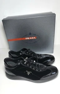 PRADA Patent Leather and Velvet Sneakers Women's Size EU 40 Made In Italy  US 9 - Picture 1 of 14