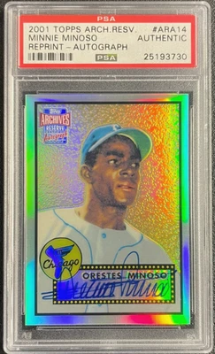 2001 Topps Archives Reserve Orestes Minoso Rookie Reprint Auto #ARA14 PSA AUTH - Image 1 of 4