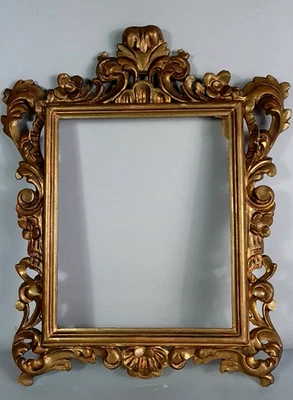 Cadre ancien Italien feuillure 29x24 à 30x25 cm bois sculpté doré C638 - Photo 1/4